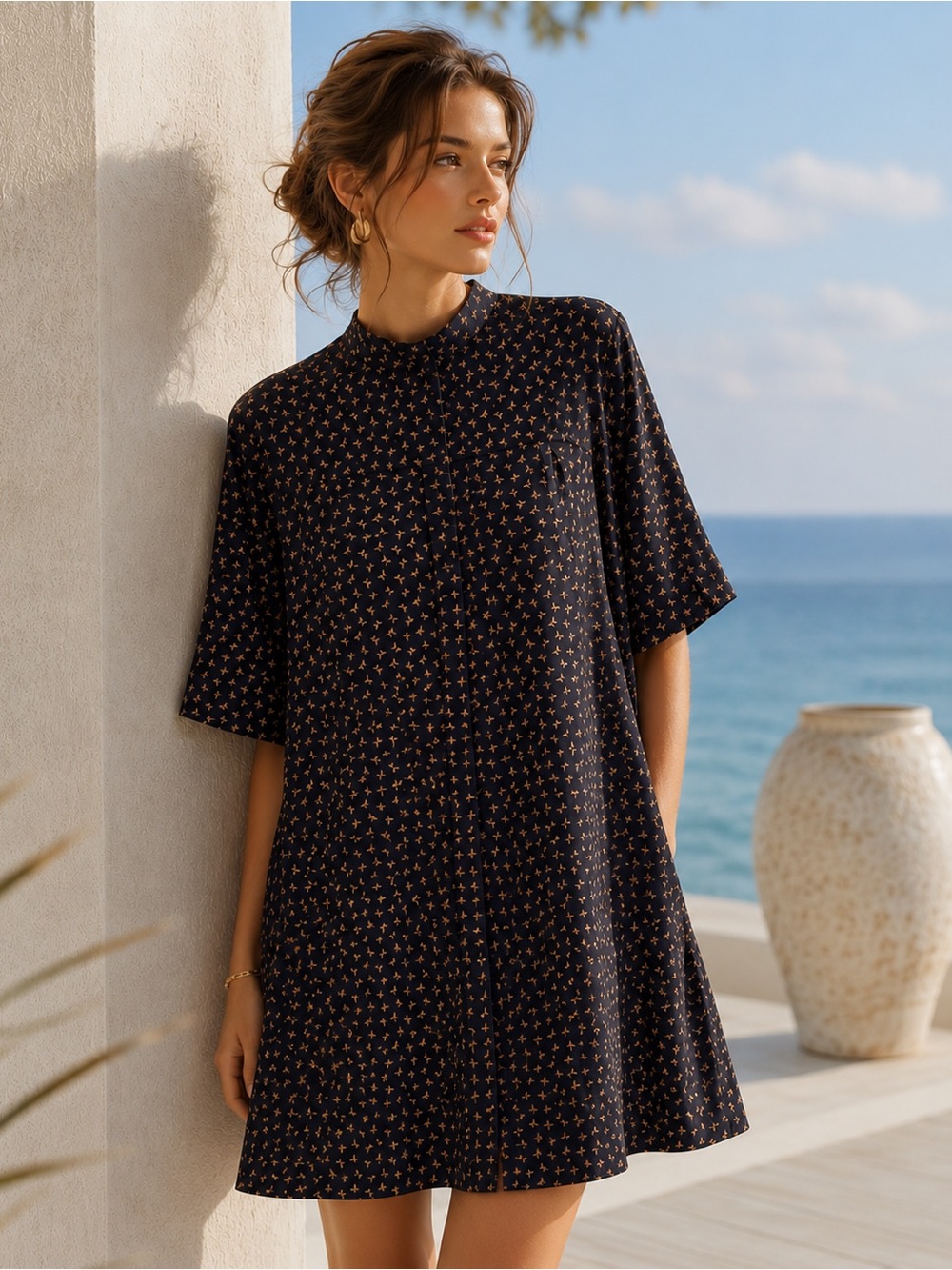 Lafayette 148 Office Silk Shift Dress L Elegant Quiet Luxury Coastal Resort BOHO